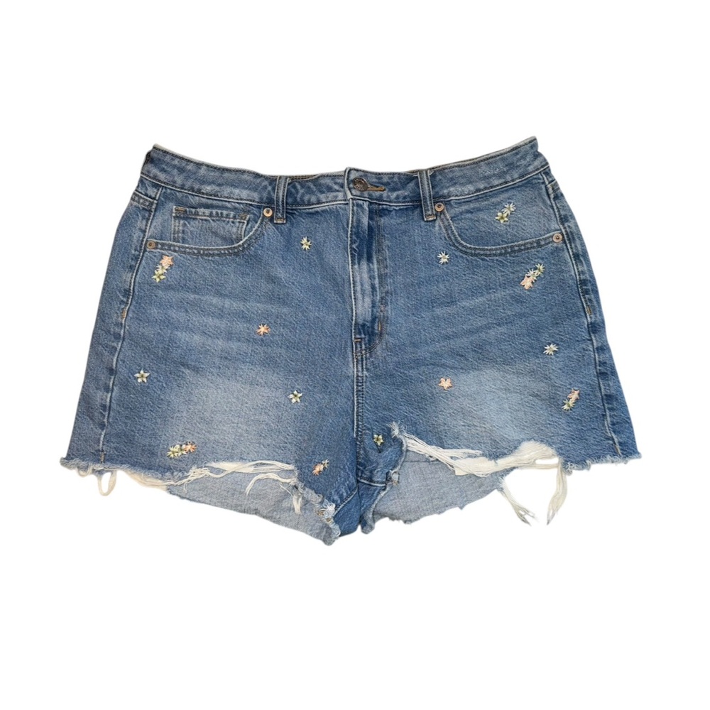 American Eagle Embroidered Blue Denim Shorts